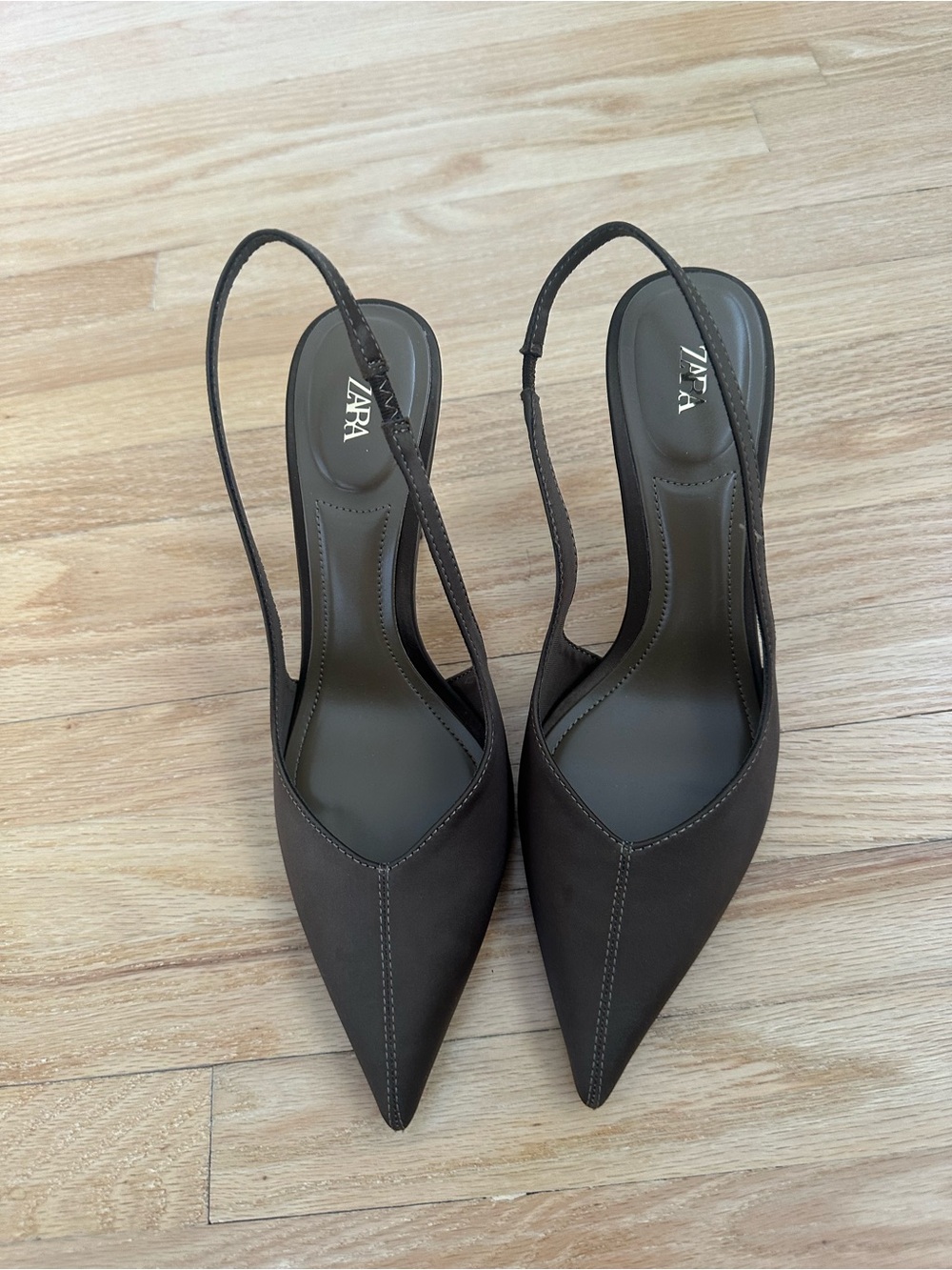 ZARA Olive Pointed Slingback Heels - Picture 11 of 11